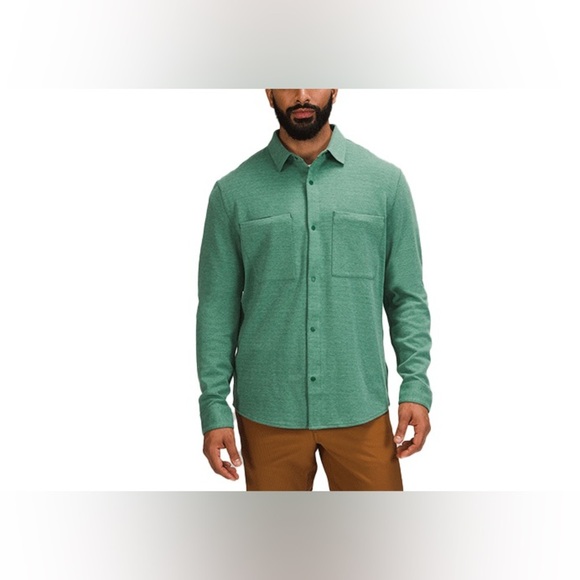 Lululemon Men’s Soft Knit Overshirt - Heathered Everglade Green - Picture 3 of 7